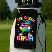 Six Seven Bruh 67 Autism Puzzle 6-7 Meme Golf Towel thumb 2