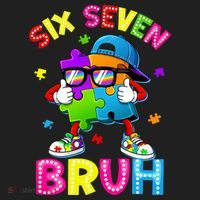 Six Seven Bruh 67 Autism Puzzle 6-7 Meme Golf Towel thumb 3