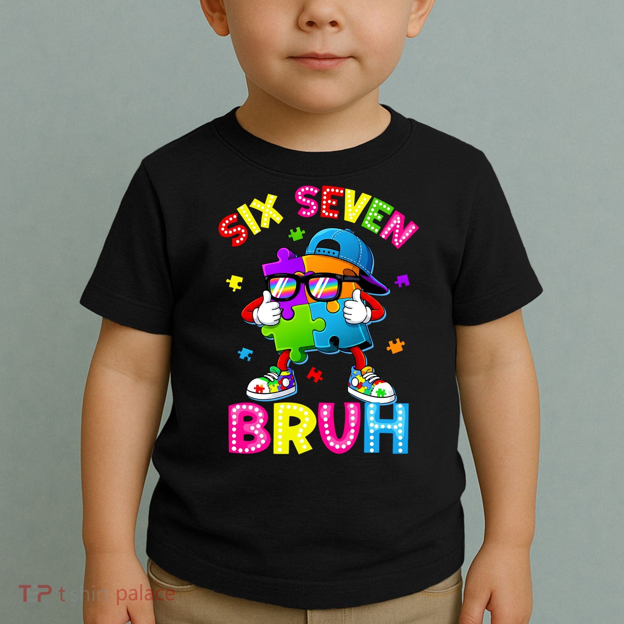 Six Seven Bruh 67 Autism Puzzle 6-7 Meme Toddler T-Shirt