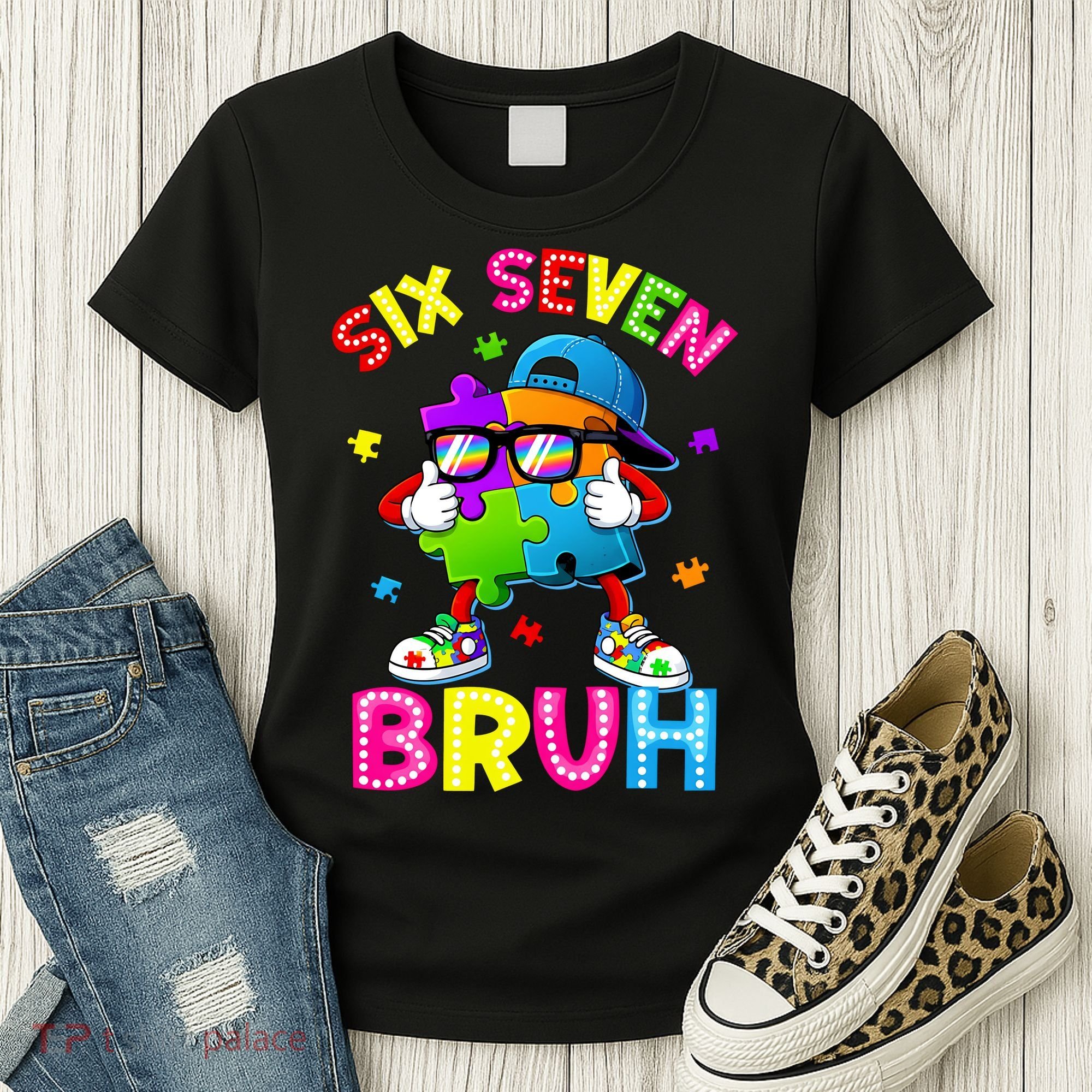 Six Seven Bruh 67 Autism Puzzle 6-7 Meme Women's T-Shirt