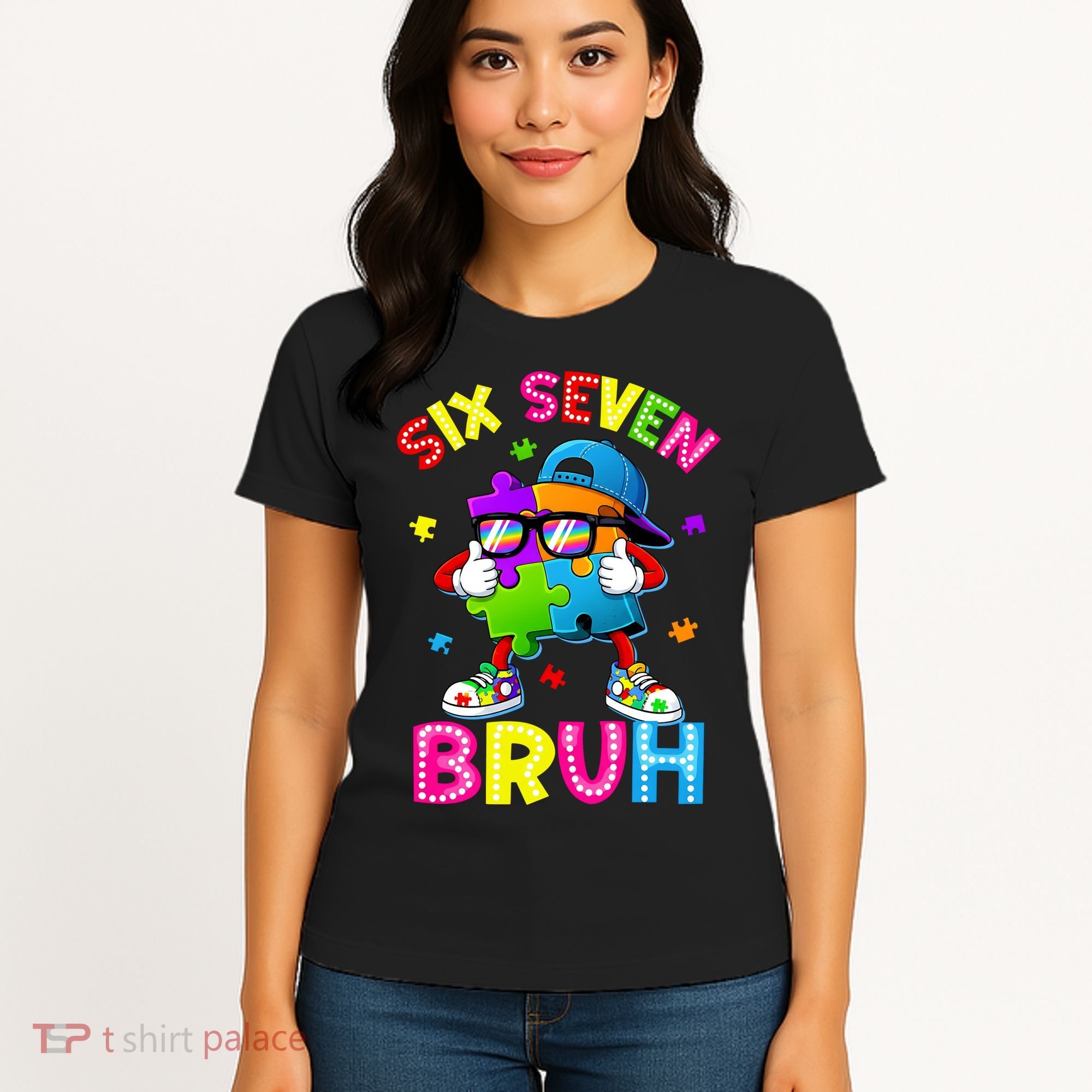 Six Seven Bruh 67 Autism Puzzle 6-7 Meme Women's T-Shirt
