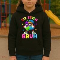 Six Seven Bruh 67 Autism Puzzle 6-7 Meme Kids Hoodie thumb 3