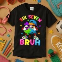 Six Seven Bruh 67 Autism Puzzle 6-7 Meme Kids T-Shirt thumb 3