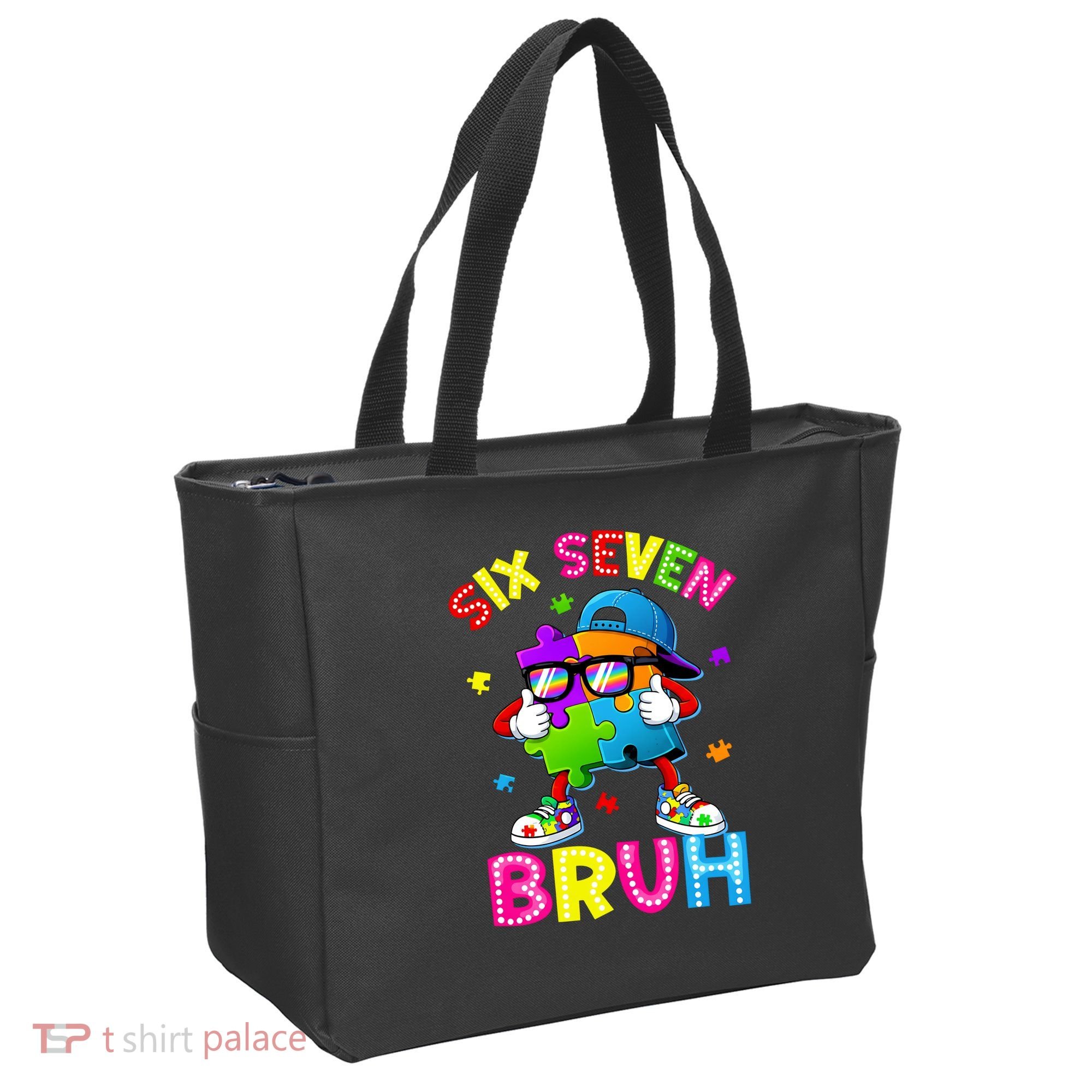 Six Seven Bruh 67 Autism Puzzle 6-7 Meme Tote Bag
