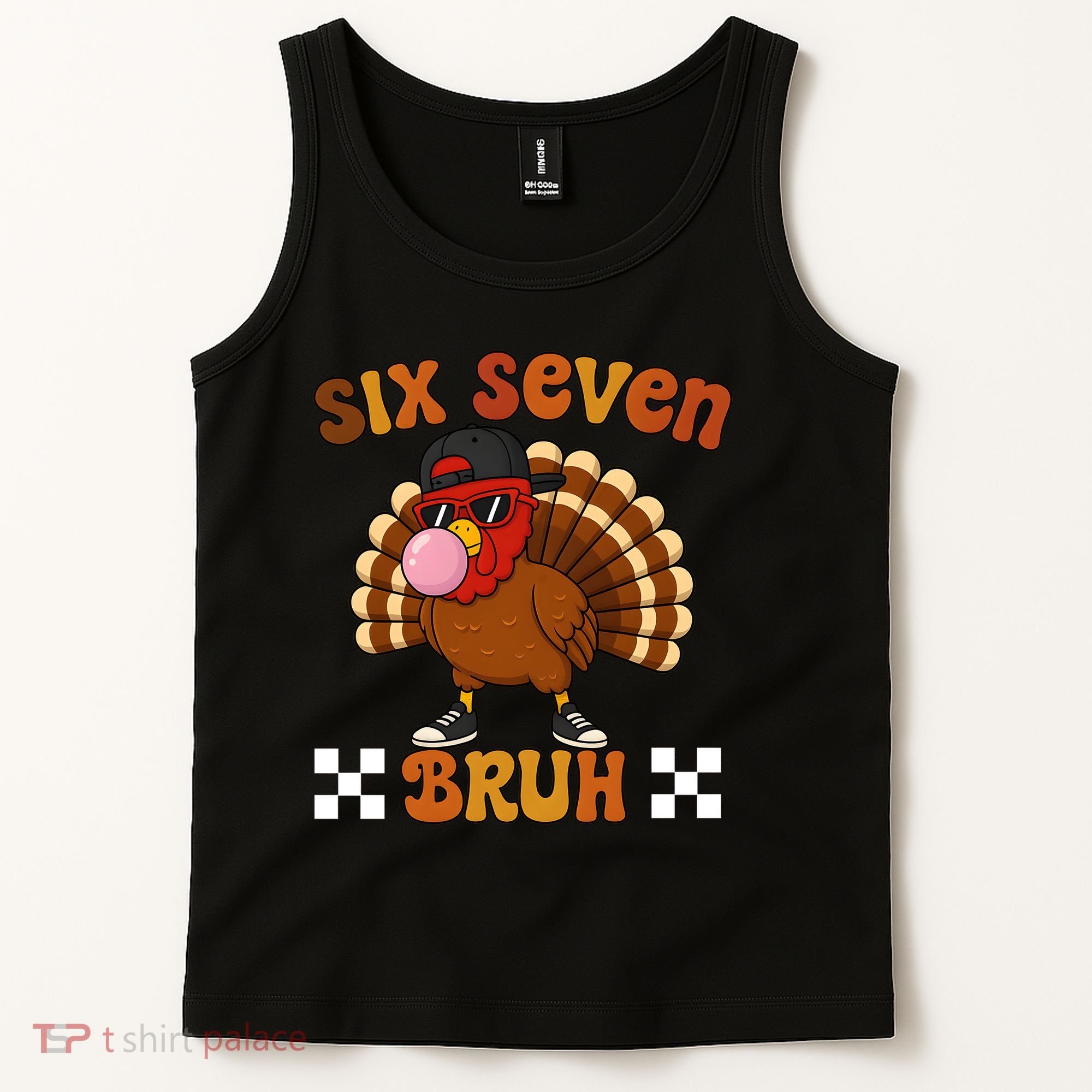 Six Seven Bruh 67 Funny Thanksgiving Turkey Meme Tank Top