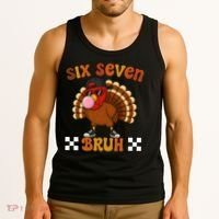 Six Seven Bruh 67 Funny Thanksgiving Turkey Meme Tank Top thumb 3