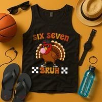 Six Seven Bruh 67 Funny Thanksgiving Turkey Meme Tank Top thumb 4