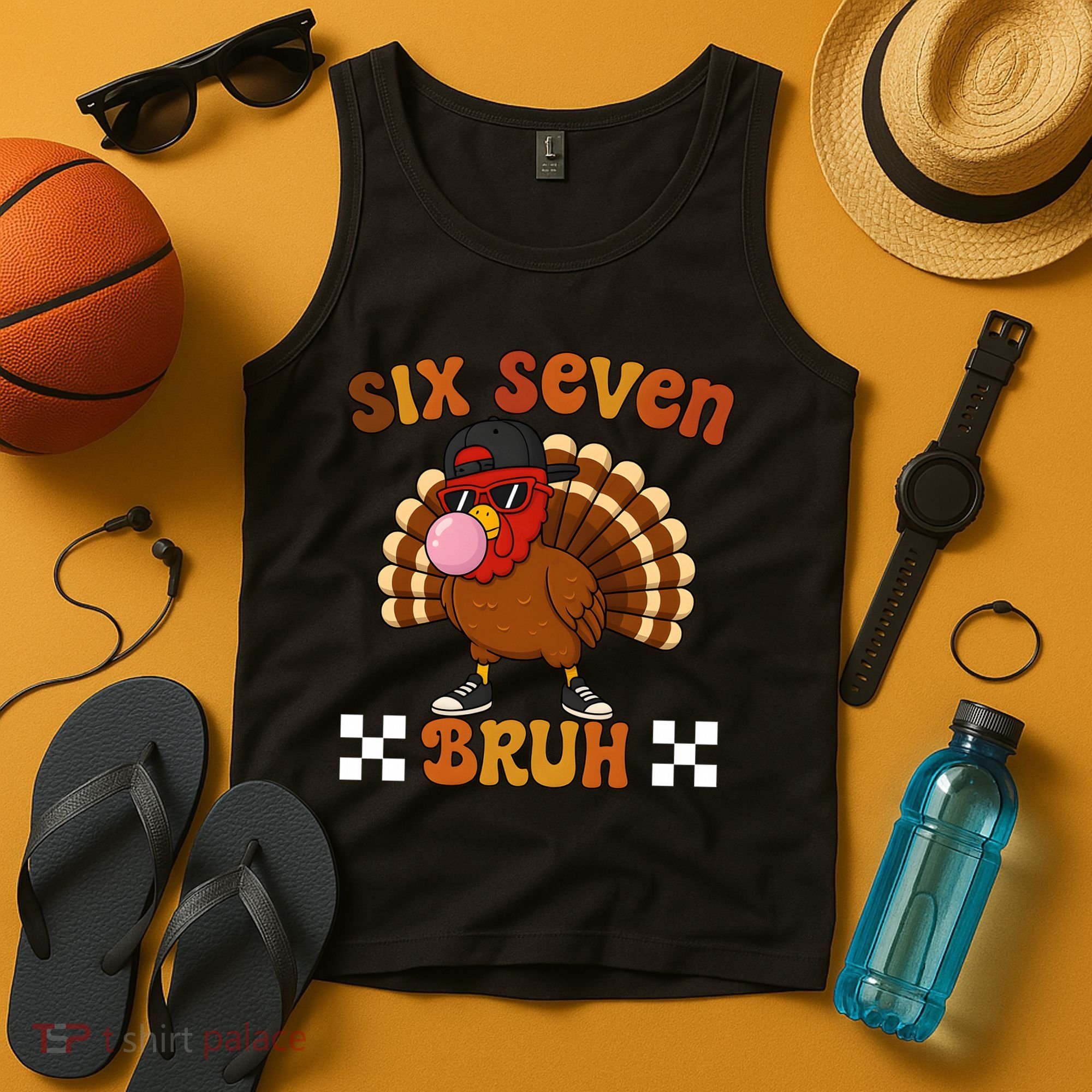 Six Seven Bruh 67 Funny Thanksgiving Turkey Meme Tank Top