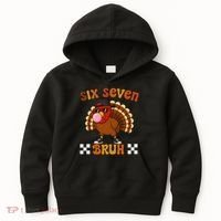 Six Seven Bruh 67 Funny Thanksgiving Turkey Meme Kids Hoodie thumb 0