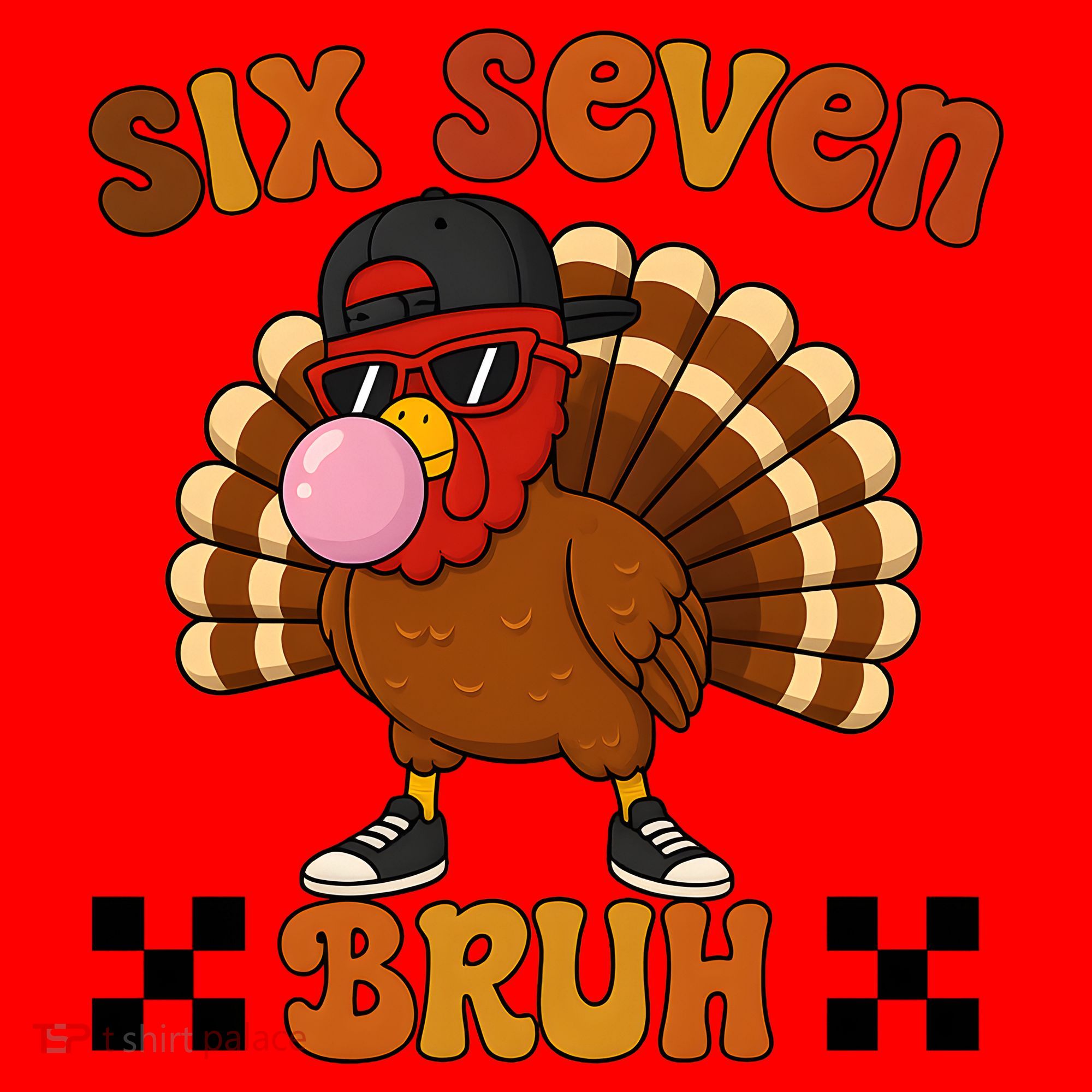 Six Seven Bruh 67 Funny Thanksgiving Turkey Meme Santa Hat