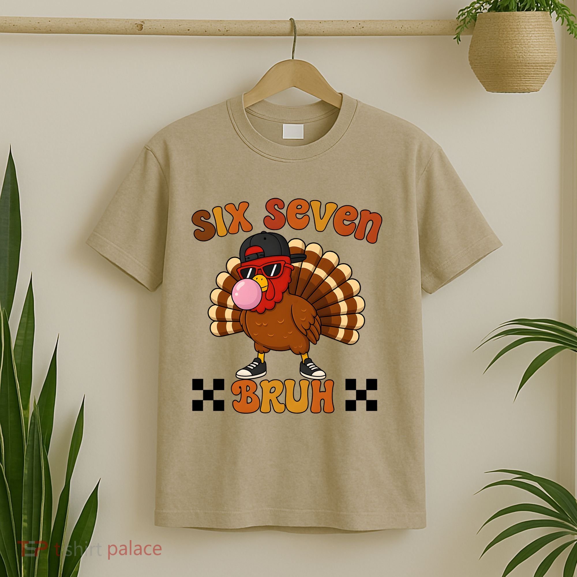 Six Seven Bruh 67 Funny Thanksgiving Turkey Meme T-Shirt