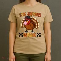 Six Seven Bruh 67 Funny Thanksgiving Turkey Meme T-Shirt thumb 4