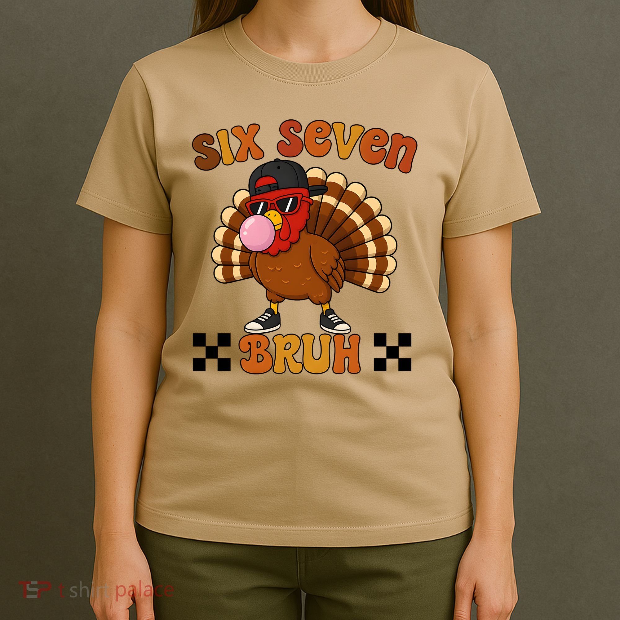 Six Seven Bruh 67 Funny Thanksgiving Turkey Meme T-Shirt