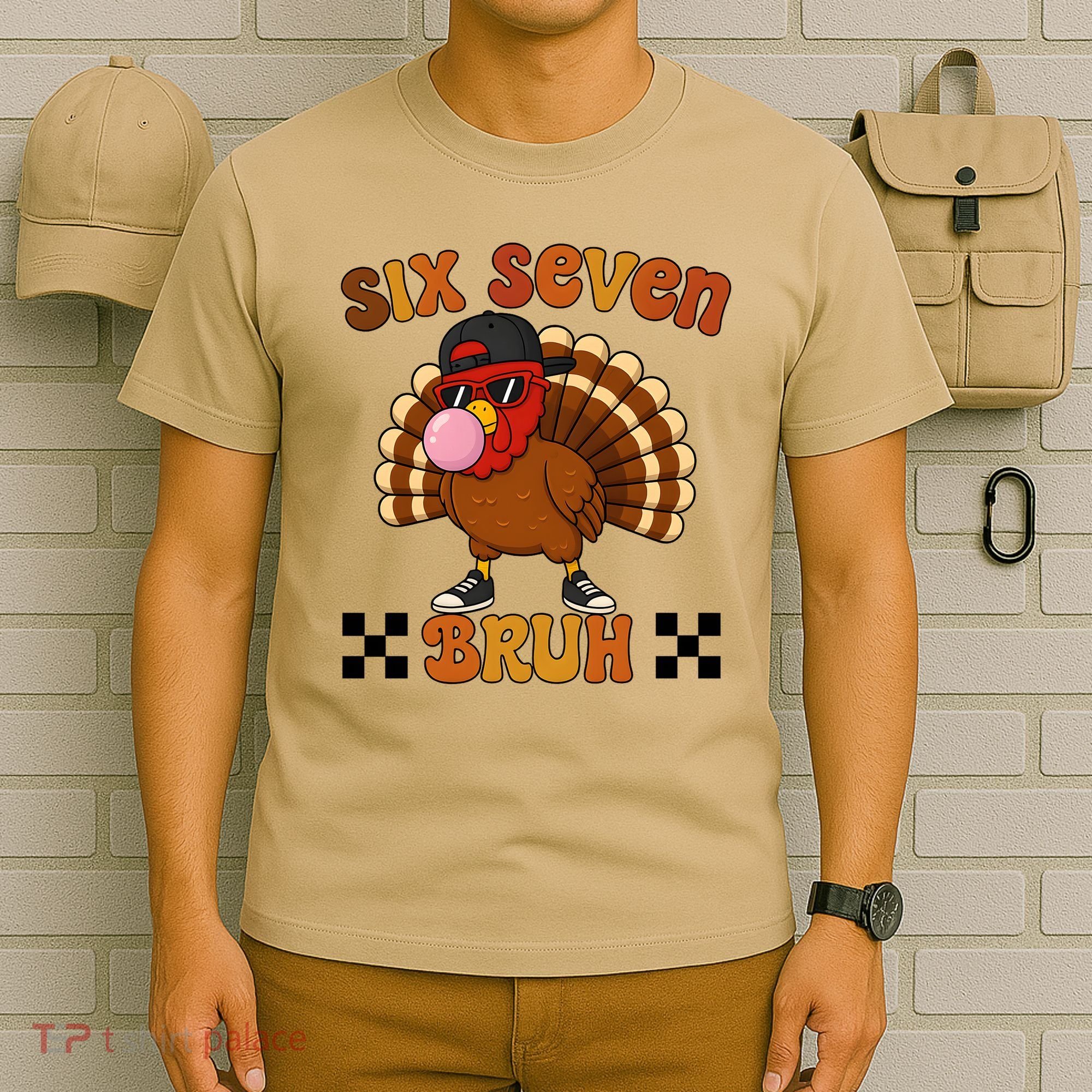 Six Seven Bruh 67 Funny Thanksgiving Turkey Meme T-Shirt