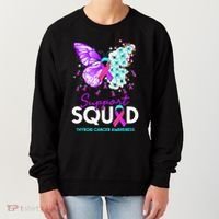 Support Squad Butterfly Teal Pink Ribbon Thyroid Cancer Women's Sweatshirt thumb 0