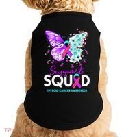 Support Squad Butterfly Teal Pink Ribbon Thyroid Cancer Doggie Tank thumb 0