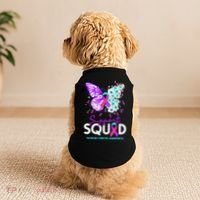 Support Squad Butterfly Teal Pink Ribbon Thyroid Cancer Doggie Tank thumb 2