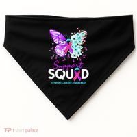 Support Squad Butterfly Teal Pink Ribbon Thyroid Cancer USA-Made Doggie Bandana thumb 0