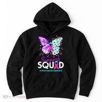 Support Squad Butterfly Teal Pink Ribbon Thyroid Cancer Hoodie thumb 0