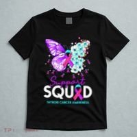 Support Squad Butterfly Teal Pink Ribbon Thyroid Cancer T-Shirt thumb 5
