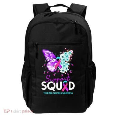 Support Squad Butterfly Teal Pink Ribbon Thyroid Cancer Backpack