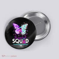 Support Squad Butterfly Teal Pink Ribbon Thyroid Cancer Button thumb 0