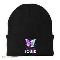 Support Squad Butterfly Teal Pink Ribbon Thyroid Cancer Beanie thumb 0