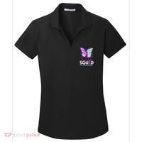 Support Squad Butterfly Teal Pink Ribbon Thyroid Cancer Women's Dry Zone Grid Polo thumb 0