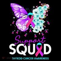 Support Squad Butterfly Teal Pink Ribbon Thyroid Cancer Women's Hoodie thumb 2