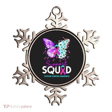 Support Squad Butterfly Teal Pink Ribbon Thyroid Cancer Ornament
