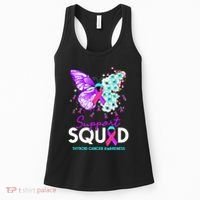 Support Squad Butterfly Teal Pink Ribbon Thyroid Cancer Women's Tank Top thumb 0