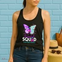 Support Squad Butterfly Teal Pink Ribbon Thyroid Cancer Women's Tank Top thumb 2