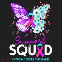 Support Squad Butterfly Teal Pink Ribbon Thyroid Cancer Hat thumb 2