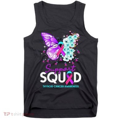 Support Squad Butterfly Teal Pink Ribbon Thyroid Cancer Tank Top