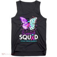 Support Squad Butterfly Teal Pink Ribbon Thyroid Cancer Tank Top thumb 0