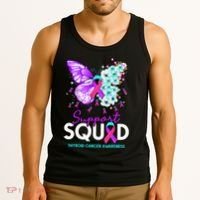 Support Squad Butterfly Teal Pink Ribbon Thyroid Cancer Tank Top thumb 3