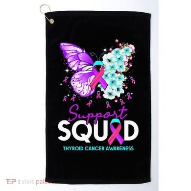 Support Squad Butterfly Teal Pink Ribbon Thyroid Cancer Golf Towel
