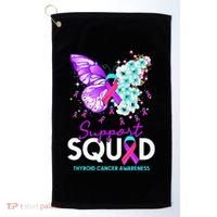 Support Squad Butterfly Teal Pink Ribbon Thyroid Cancer Golf Towel thumb 0