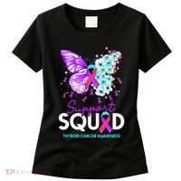 Support Squad Butterfly Teal Pink Ribbon Thyroid Cancer Women's T-Shirt thumb 0