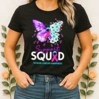 Support Squad Butterfly Teal Pink Ribbon Thyroid Cancer Women's T-Shirt thumb 2