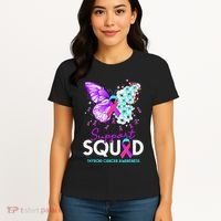 Support Squad Butterfly Teal Pink Ribbon Thyroid Cancer Women's T-Shirt thumb 4