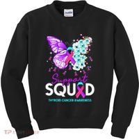 Support Squad Butterfly Teal Pink Ribbon Thyroid Cancer Kids Sweatshirt thumb 0