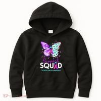 Support Squad Butterfly Teal Pink Ribbon Thyroid Cancer Kids Hoodie thumb 0
