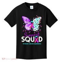 Support Squad Butterfly Teal Pink Ribbon Thyroid Cancer Kids T-Shirt thumb 0