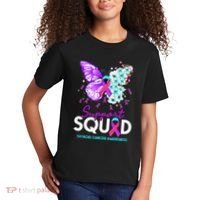 Support Squad Butterfly Teal Pink Ribbon Thyroid Cancer Kids T-Shirt thumb 2