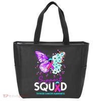 Support Squad Butterfly Teal Pink Ribbon Thyroid Cancer Tote Bag thumb 0