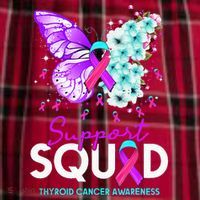 Support Squad Butterfly Teal Pink Ribbon Thyroid Cancer Men's Flannel Plaid Pajama Pants thumb 2