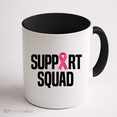 Support Squad Breast Cancer Awareness Ribbon Coffee Mug back