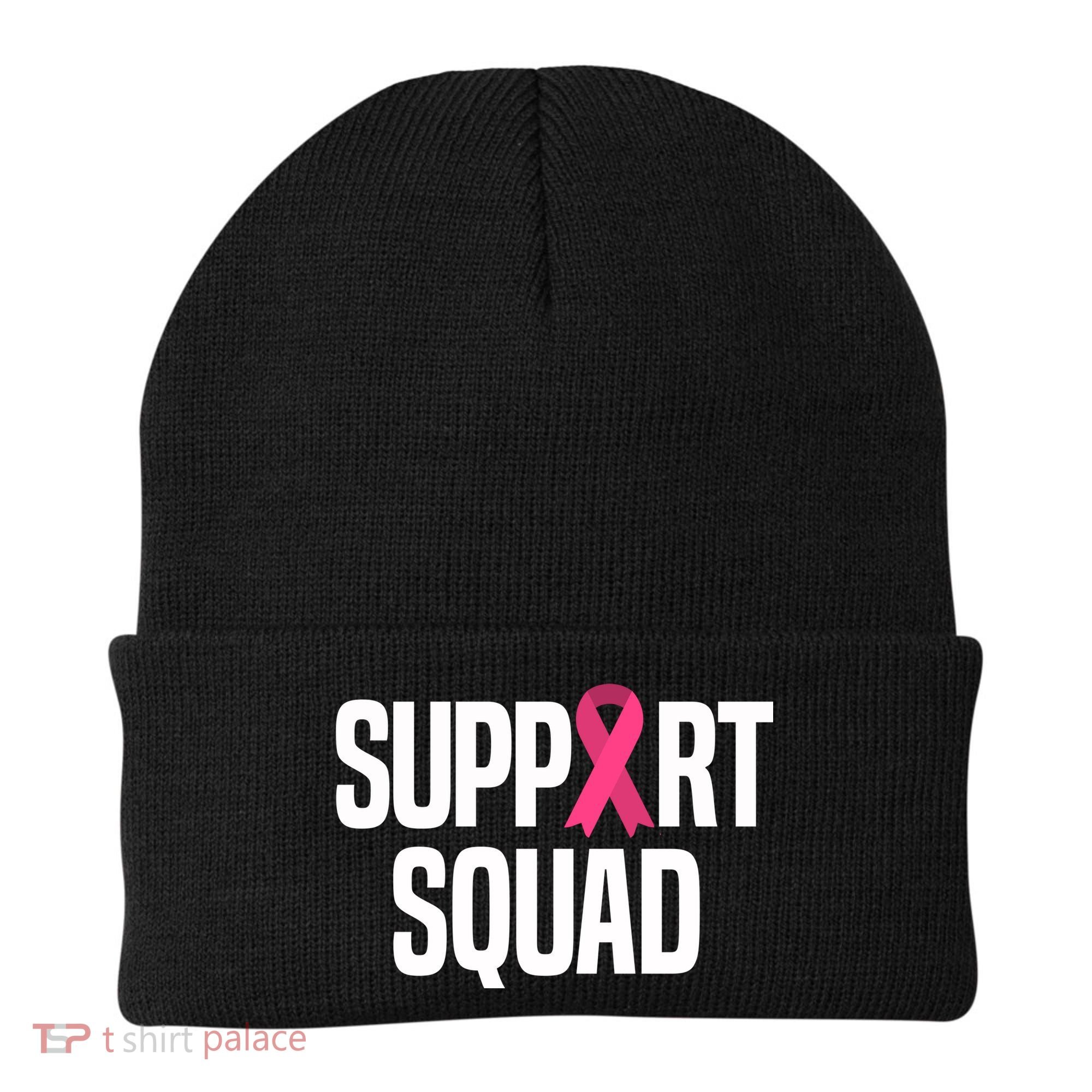 Support Squad Breast Cancer Awareness Ribbon Beanie
