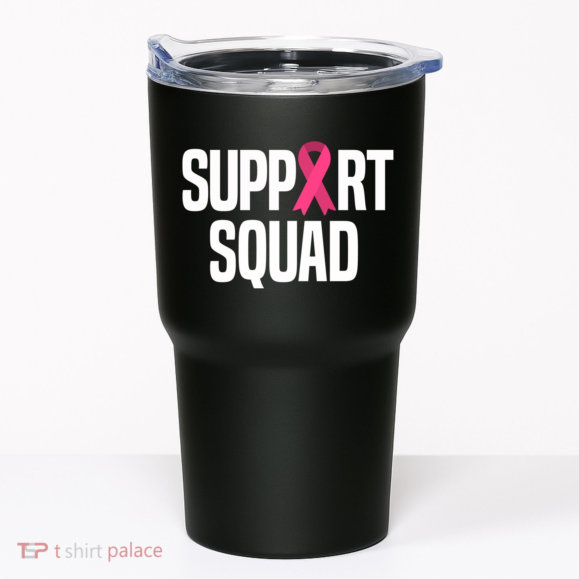 Support Squad Breast Cancer Awareness Ribbon Tumbler